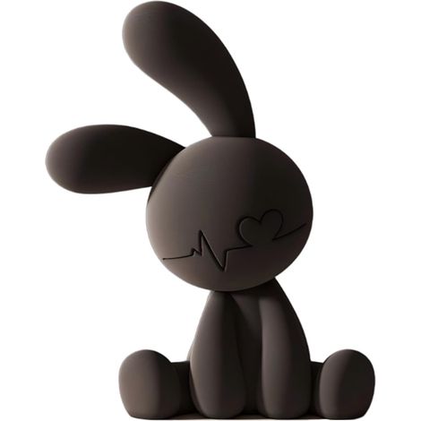 Figurine de lapin assis, sculpture de lapin en résine floquée au toucher pelucheux, idéale pour le salon, la chambre ou à exposer sur une étagère. (1/5)
