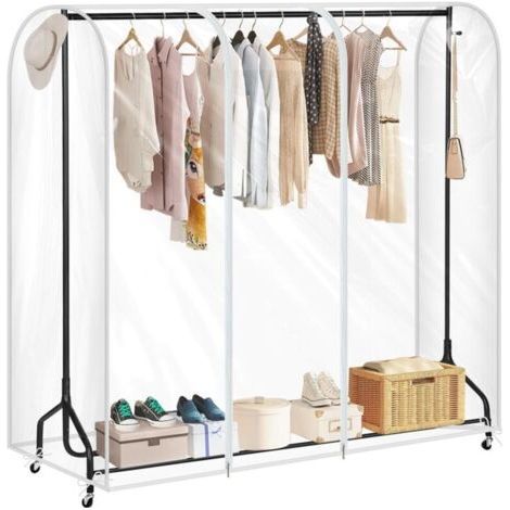 BUNTHAUS Grande Housse de Protection pour Portant à Vêtements, Plastique Waterproof Transparent, Ouverture et Fermeture Faciles(150 x 50 x 110 cm) (1/5)