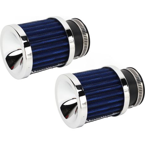 Filtre à air moto haute performance, 2 pièces, cône effilé rond bleu, protection moteur, admission directe, compatible carburateur 28mm-48mm, collier inclus.