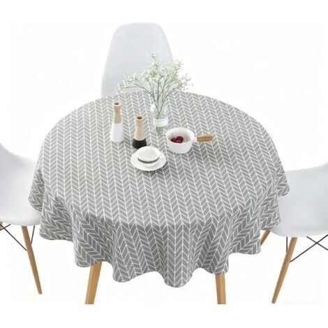 FENOPLASTICANappe ronde en coton de 120 cm - imperméable, facile à nettoyer, élégante et belle, convenant aux tables à manger, aux salons ou aux terrasses. (1/5)