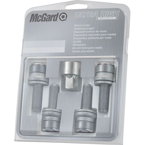 4 VIS ANTIVOL SL MCGARD M12X1.25/ PLAT/ LONG. 34.5MM/ Ø17MM