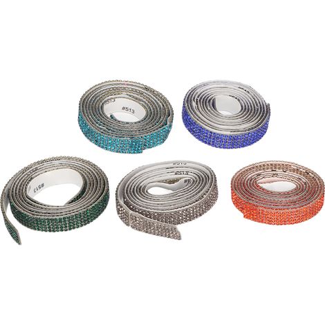 Ruban Cristal Adhésif 5 Rouleaux Strass Multicolores 1 Yard DIY Décoratif pour Téléphone PC Gourde (1/5)