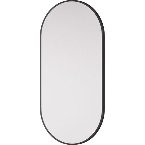 BERNSTEIN - Miroir mural oval design de salle de bain avec cadre en aluminium noir - 8144B - 60x120cm (1/4)