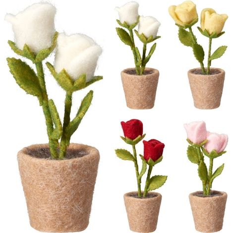 ROSAS DECORATIVAS FIELTRO EN MACETA 19CM COLORES SURTIDOS