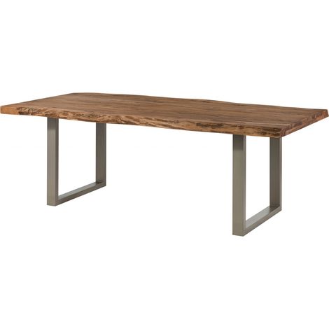 FREEFORM 5 tavolo da pranzo in legno di sheesham - verniciato natur / gambe in ferro U argento matt 180x90