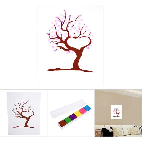Canvas Tableau Mariage Signature empreintes avec Couleurs Ink Set (Type 2 Red Trunck) (30x40cm) (1/5)