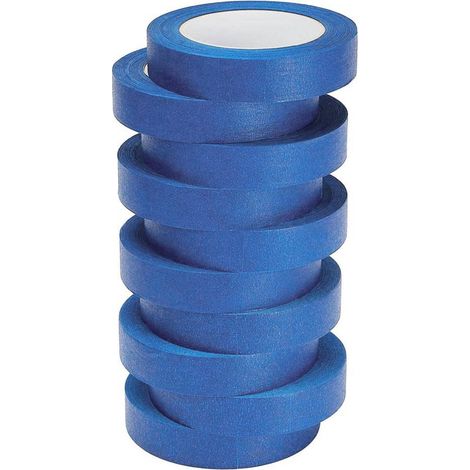 Nastro adesivo di carta, 10 rotoli, autoadesivo, facile da strappare, per pittura di precisione e lavori fai da te, per disegnare, spruzzare e creare opere d'arte, 25 mm x 20 m, blu (1/5)
