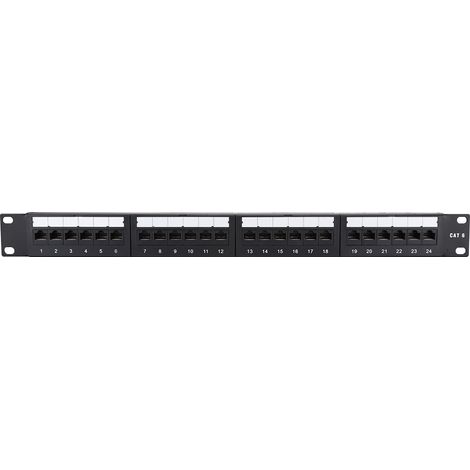 Panneau de brassage montable 24 ports plaqué or, haute vitesse CAT6, pour câbles réseau et rack
