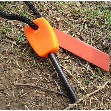 Bâton de magnésium allume-feu - Orange - Pour survie et camping - Accessoire outdoor
