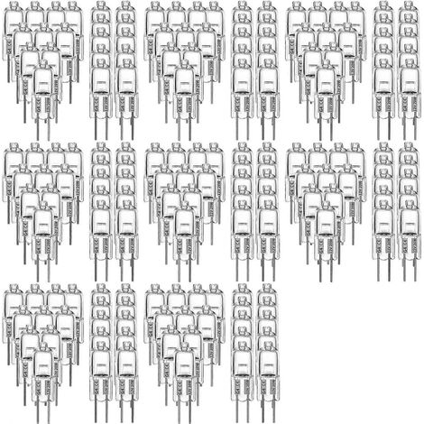 160 ampoules halogènes G4, ampoules halogènes 20W 12V, ampoules transparentes à 2 broches, compatibles avec l'éclairage des ustensiles de cuisine, les feux de signalisation, les éclairages sur rail, e (1/5)