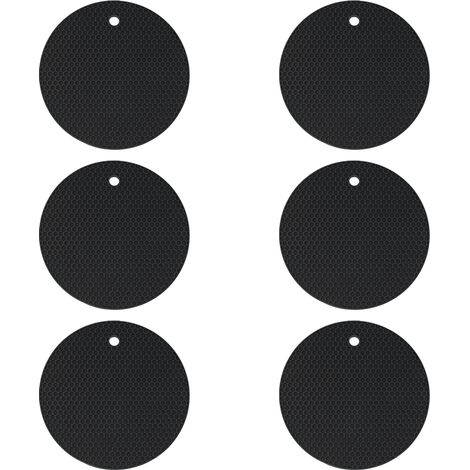 Dessous de verre en silicone – antidérapants, antiadhésifs, restent en place, plateau profond – protègent les meubles et les plateaux de table (Noir) (1/5)