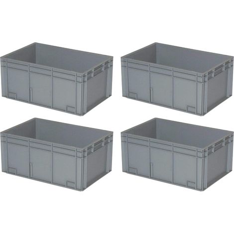 BRB 4 récipients Euro avec 2 poignées, 600 x 400 x 280 mm, 54 l, gris