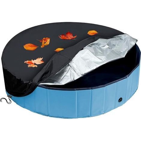 Round Dog Pool Cover, Foldable Swimming Pool Cover, Water and Dust Resistant, Round Rain Cover with Drawstring, 80x20cm (1/5)
