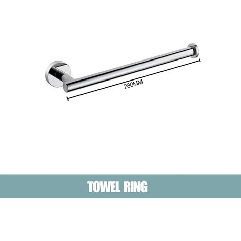 (Anneau porte-serviettes chromé) Ensemble d'accessoires de salle de bain en acier inoxydable gris anthracite, noir et or brossé : barre porte-serviettes, anneau porte-serviettes et porte-papier toilet (1/5)