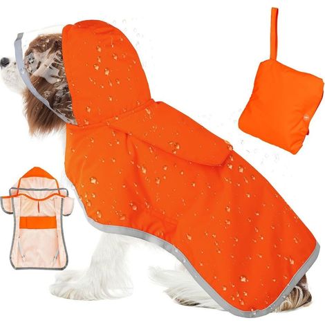 Imperméable ajustable avec capuche pour animaux de compagnie - Poncho imperméable pour chiens de petite et grande taille (L) (1/5)