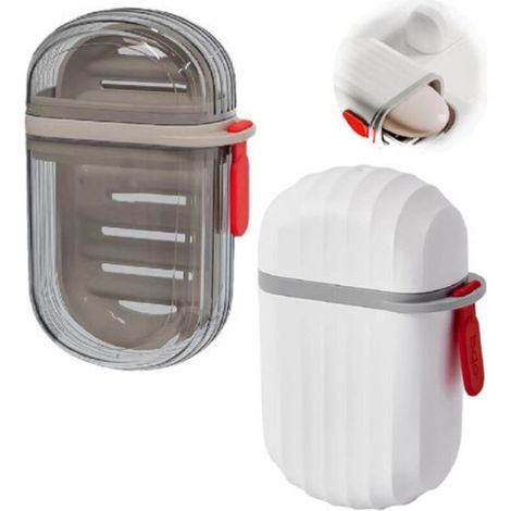 Travel Soap Dish with Lid, Portable Soap Box, Leak-proof Soap Holder for Bathroom, Travel, Camping (Gray + White) (2 Pieces) (1/5)