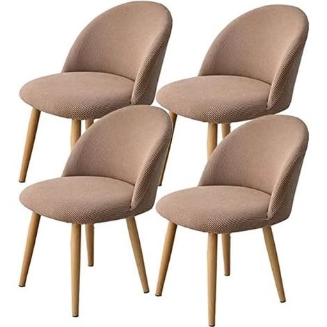Housse De Chaises Salle À Manger Scandinave 4 pièces Extensible Arc De Coquille Jacquard Spande kaki fonce (1/4)