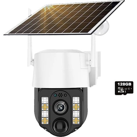 Caméra Solaire 4G, Sim, extérieure, détection de présence Humaine, sans Fil, alimentée par énergie, étanche, CCTV, sécurité à Domicile(4G Camera Add 128GB) (1/5)