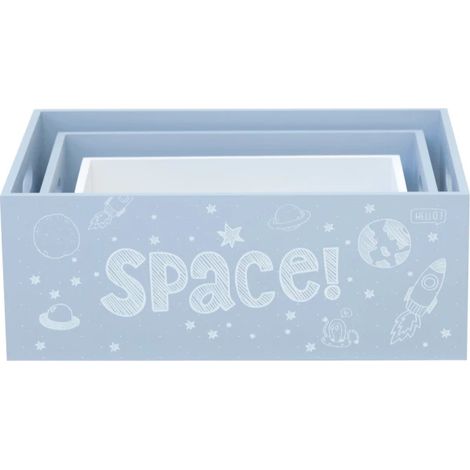 Space set 3 cajas de mdf azules 15x40x28/13x35x23/11x30x18cm