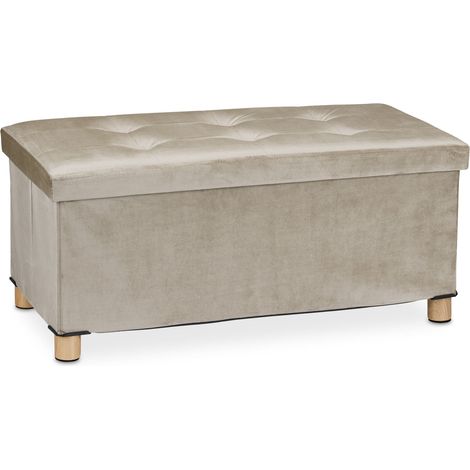 Banco de almacenaje de terciopelo acolchado 34 x 76 x 38 cm espacio de almacenamiento versátil estilo moderno en terciopelo gris 130010922 (1/5)