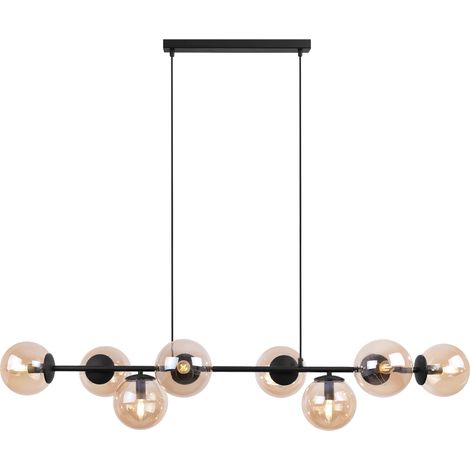 LAMPADA A SOSPENSIONE SIENA NERA 8 PARALUME MIELE PIATTO E14