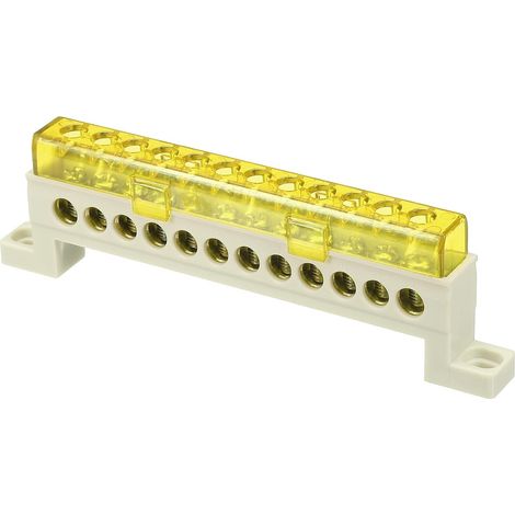 Barre de mise à la terre, 12 positions, barre omnibus en laiton à vis, bloc de mise à la terre 7x11mm pour équipements électriques, boîte de distribution, jaune (1/5)
