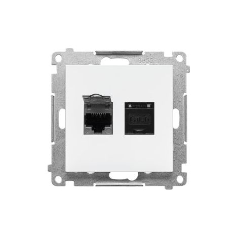 Doppia presa RJ45 per computer categoria 6, con otturatore antipolvere (modulo): Bianco opaco, SIMON55