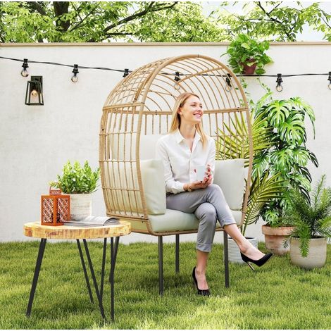 Sessel Wohnzimmersessel sitzen Rattan 95 x 80 x 155 cm OKMYHOME (1/4)