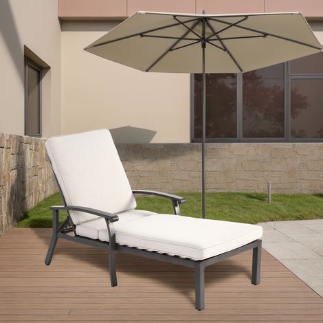 chaise fauteuil salon inclinable aluminium 204 cm beige OKMYHOME (1/4)
