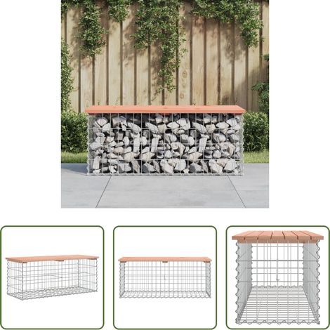 vidaXL Gabionenbank - Gartenbank aus Gabionen 103x44x42 cm Massivholz Douglasie (1/5)