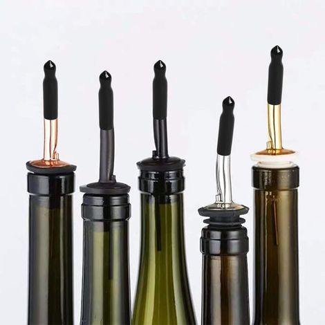Set di 48 tappi versatori per bottiglie di liquore  Tappo versatore antipolvere per olio – Utensili da cucina – Chiusura ermetica – Nero – Per bottiglie di condimenti e olio d'oliva (1/4)