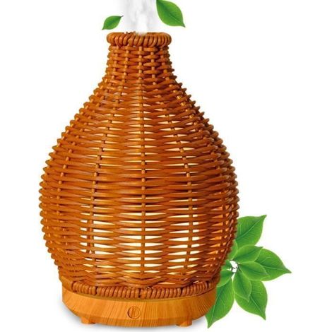 Diffuseur d'huiles essentielles en rotin 80 ml avec arrêt automatique et silencieux,idéal pour la chambre,le bureau ou le spa (1/5)