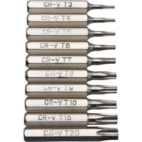 Jeu de 10 embouts de burin Torx CR-V T3 T4 T5 T6 T7 T8 T9 T10 T15 T20 pour téléphone portable (1/5)