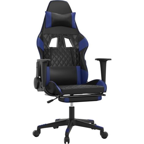 Maison Exclusive - Sedia da Gaming con Poggiapiedi Nero e Blu in Similpelle