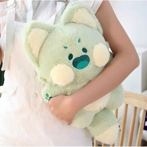 Chaton Doudou Meow Doodle 45 cm, peluche kawaii verte, jouet moelleux et doux pour câlins, idéal cadeau enfant, chat en peluche fluffy. (1/5)