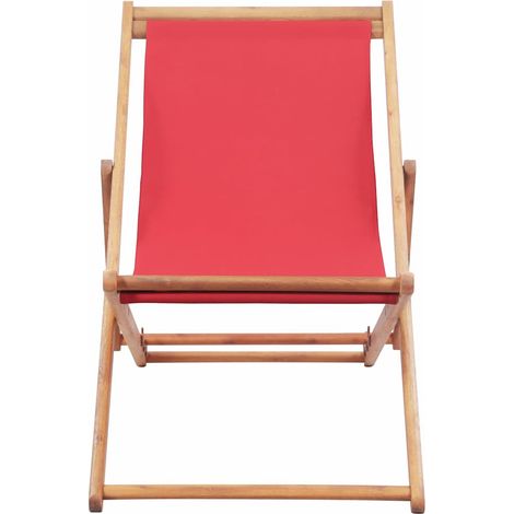 Maison Exclusive - Strandstuhl Klappbar Stoff und Massivholz Rot (1/5)
