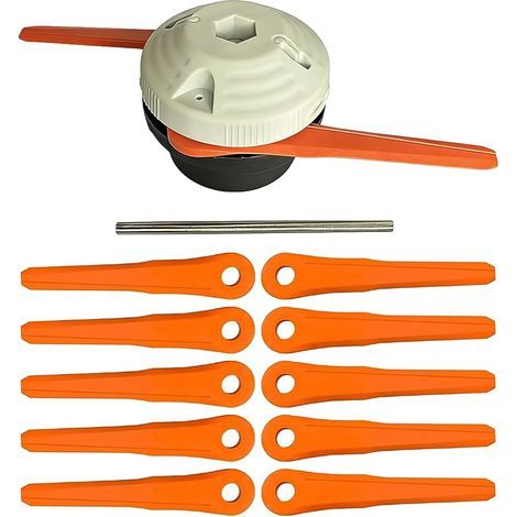 Tête de débroussailleuse PolyCut 6-2 (4006-710-2137) avec 10 lames et tige de montage, compatible avec les modèles Stihl FS38, FS40, FS45, FS50, FSA60 et FSA86, système de coupe à double lame pour pel (1/5)
