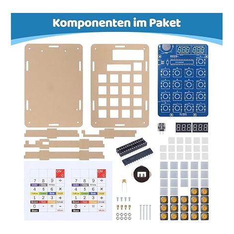 DIY Soldering Kit, Calculator DIY Electronic Kit for Assembly, DIY Kit with Digits LED Screen, Electronic Kit for Students, Studies, and Daily Use (1/4)
