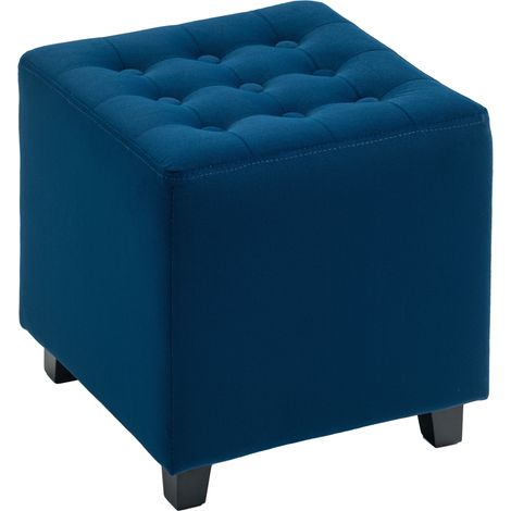 Blue Velvet Square Ottoman for Chic Home Décor and Stylish Seating