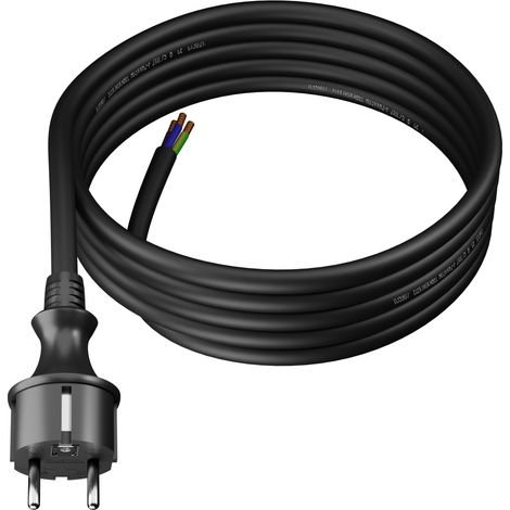Cavo di alimentazione in gomma con spina dritta, 4 m, 3x2,5 mm², 16 A, IP44, nero. (1/5)