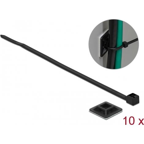 Delock Soporte de Sujetacables 20 x 20 mm con Sujetacables con LA 200 x AN 2,5 mm negro