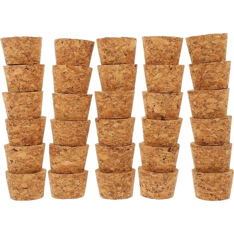 Lot de 30 bouchons liège, bois, coniques, fermeture étanche (1/5)