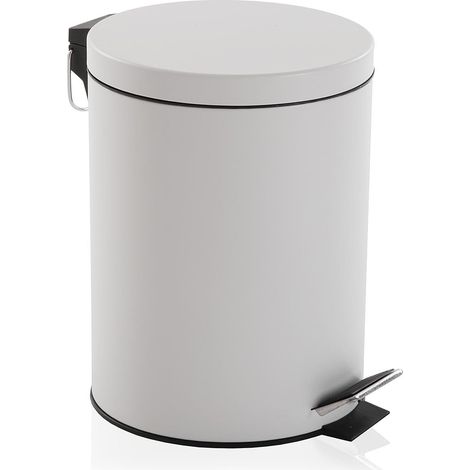 Pattumiera bagno coperchio apertura a pedale bidone bianco 5 litri con maniglia per casa pub bar in metallo (1/3)