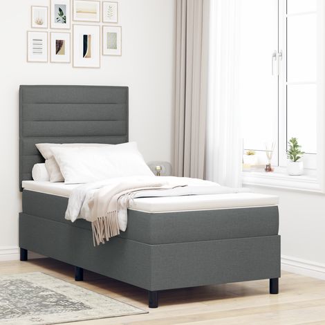 Boxspringbett mit Matratze mit LED Dunkelgrau 90 x 200 cm Stoff vidaXL (1/5)
