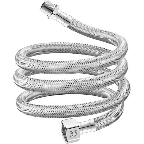 Tuyau De Raccordement D'extension, Filetage Femelle G1/2 Pouce Et Filetage Mâle G1/2 Pouce, Tuyau Tressé En Acier Inoxydable (1 M) (1/5)