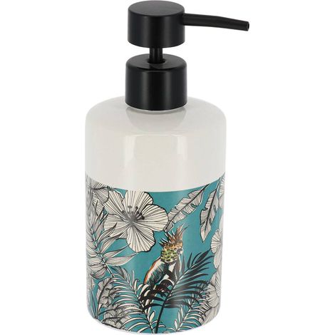 Dispenser di sapone stampato rotondo dolomite 320 ml - blu febbre della giungla - Tendance (1/2)
