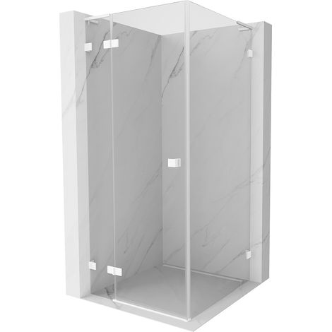 Mexen Lunar L Duschkabine, Schwingtür links 100 x 100 cm, transparent, weiß - 834L-100-100-20-00-L (1/5)