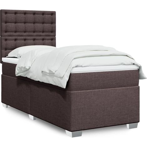 Boxspringbett mit Matratze Dunkelbraun 90x200 cm Stoff