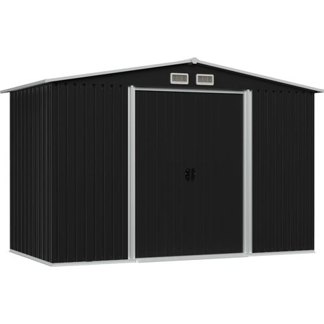 Cobertizo de jardín cobertizo para cabaña cobertizo para almacenamiento cobertizo para exteriores cobertizo para herramientas acero robusto 257 x 205 x 178 cm antracita 020022384