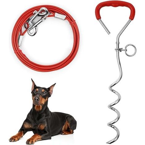 Dog Anchor Stake, 3m/6m Spiral Dog Anchor Stake, Dog Fixing Pegs, Outdoor Dog Chain, Ground Anchor for Small, Medium and Large Dogs (1/5)